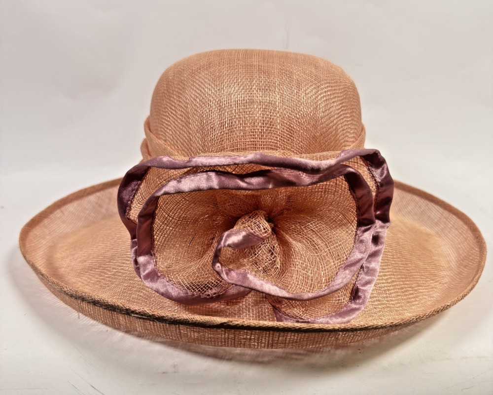 Vintage Lord & Taylor Off-White/ Pink Sun Hat w/Velvet Veil Lining